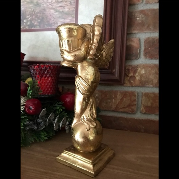 Rare VTG Gold Wing Cherub Candleholder Sculpture - Picture 4 of 7